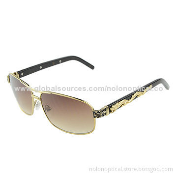 Metal men's sunglasses with dragon decoration, customized logos available